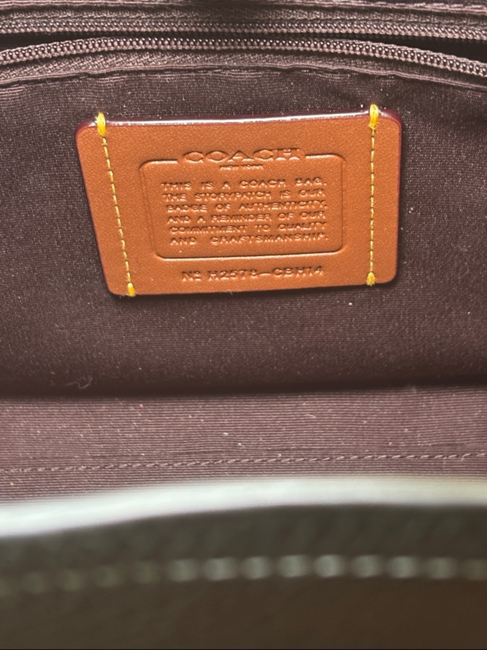 Coach Cargo Tote 20 Black Pebbled Leather Logo Web Strap Tote CSH14 - Picture 6 of 11